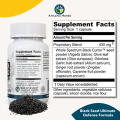 Closeup of Amazing Herbs Black Seed Ultimate capsules for easy daily use