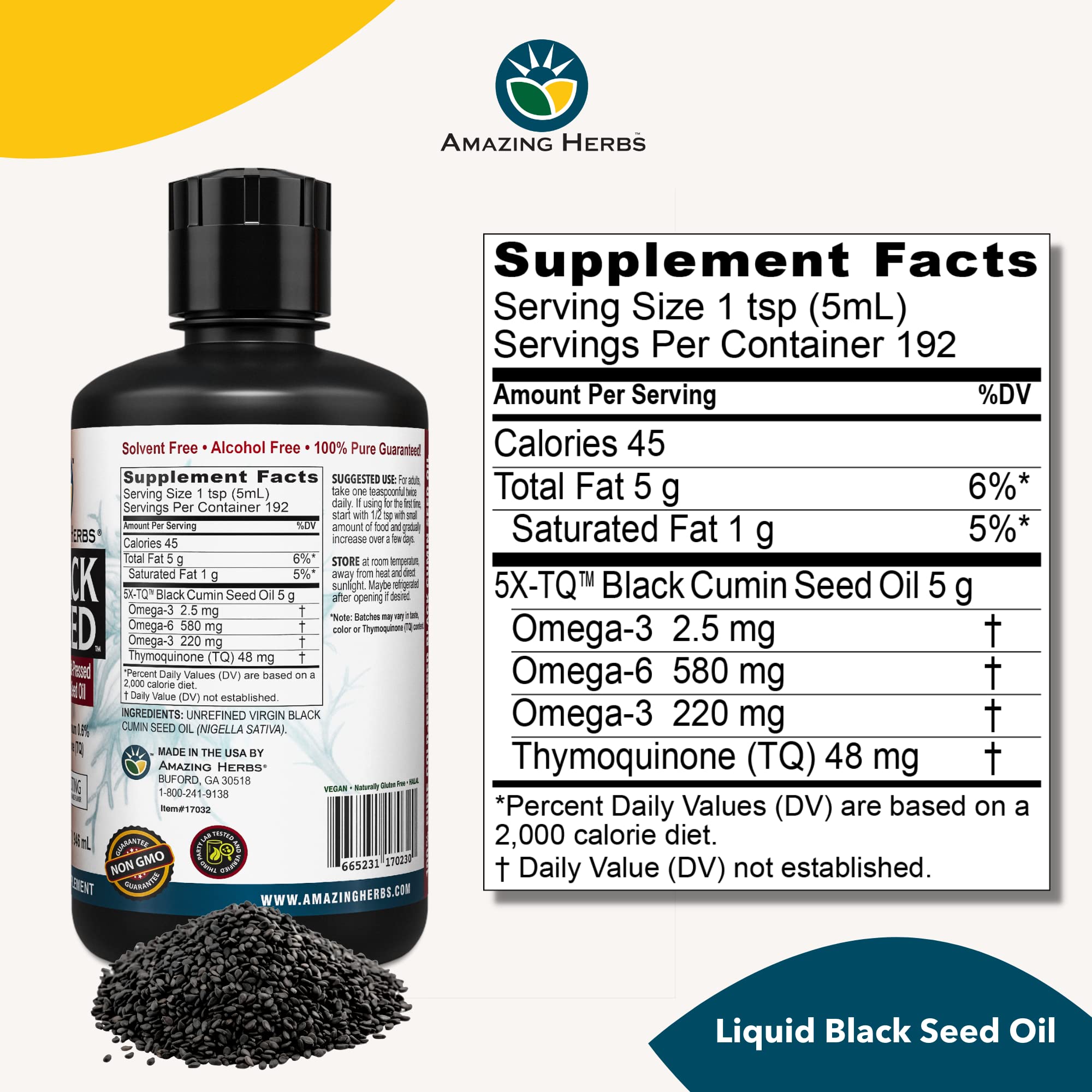 Amazing Herbs packaging highlights gluten-free, non-GMO wellness support in the bottle.