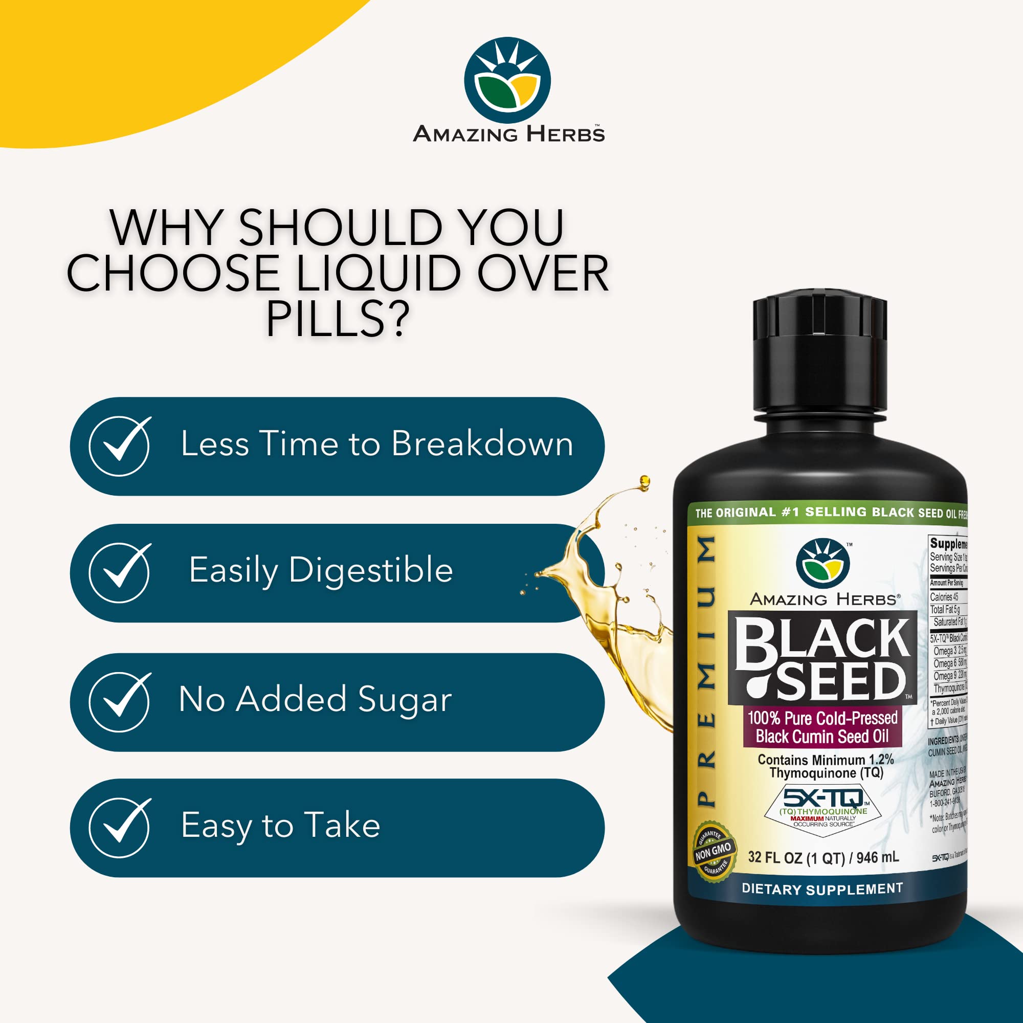 Amazing Herbs Black Seed Oil in a kitchen setup for easy daily use.