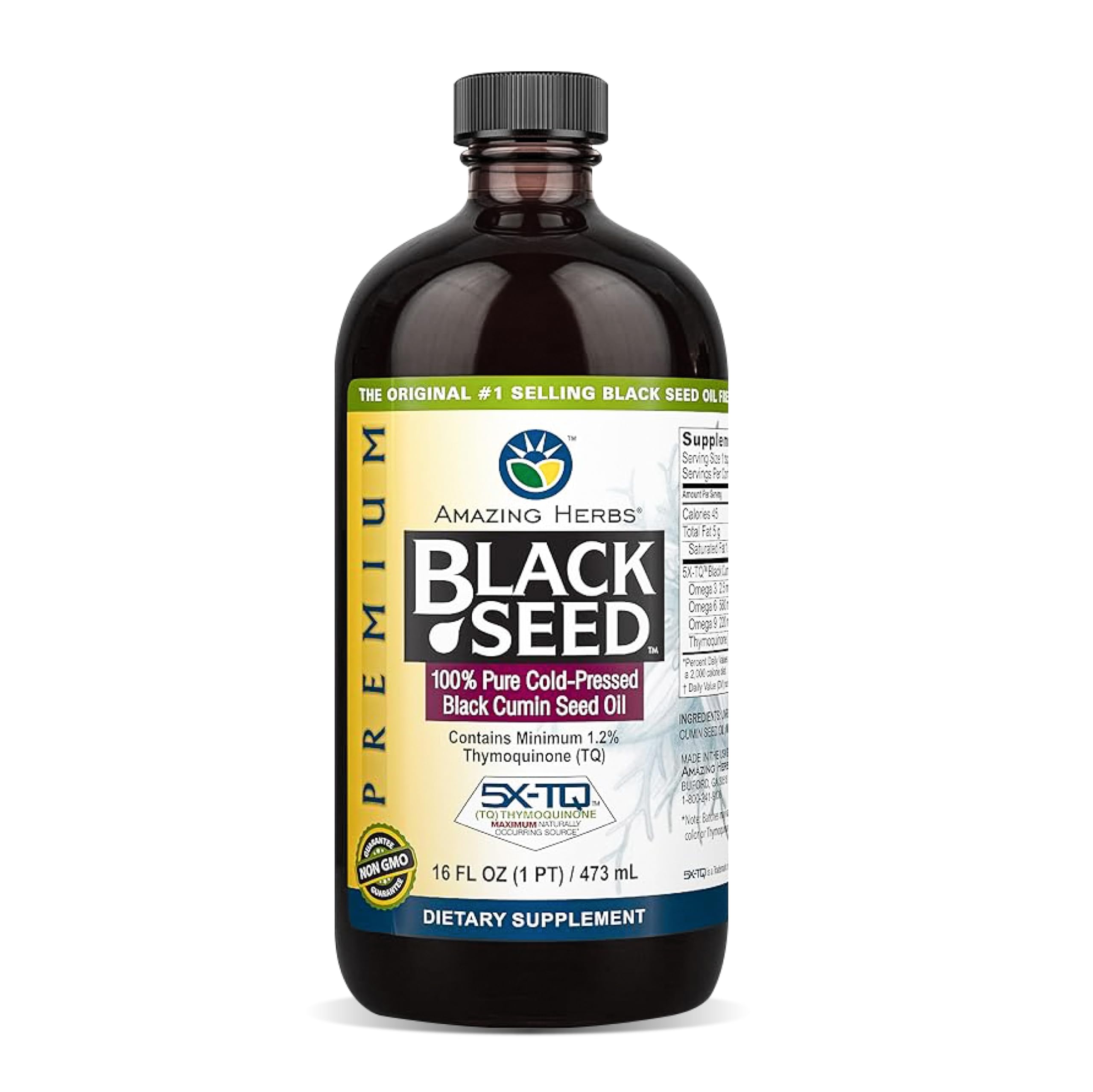 Amazing Herbs Premium Black Seed Oil bottle for daily immune support