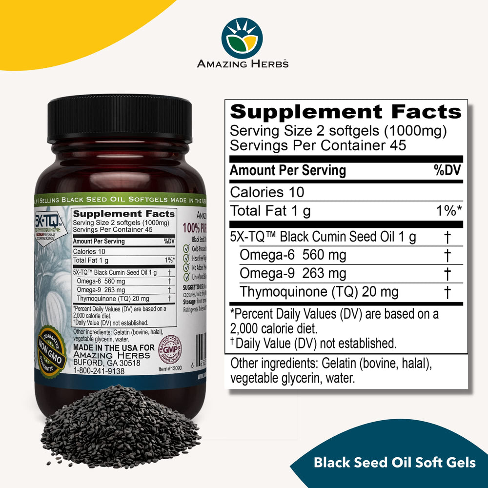 Cap opening on Amazing Herbs black seed oil capsules bottle.