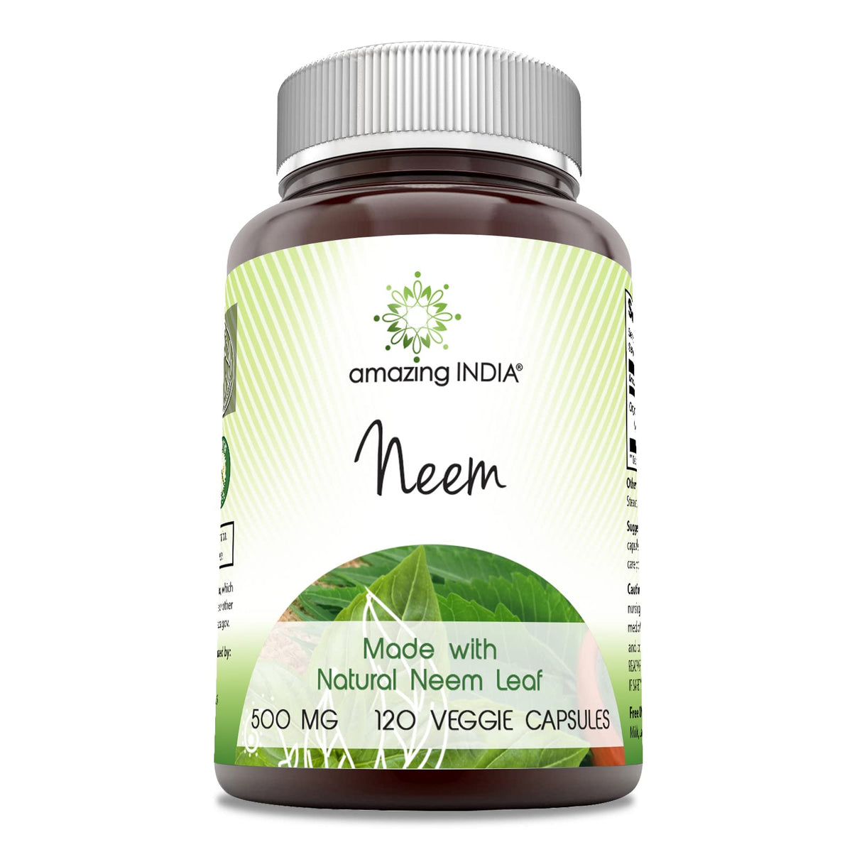 Amazing India Neem bottle with 500 mg capsules for daily wellness.