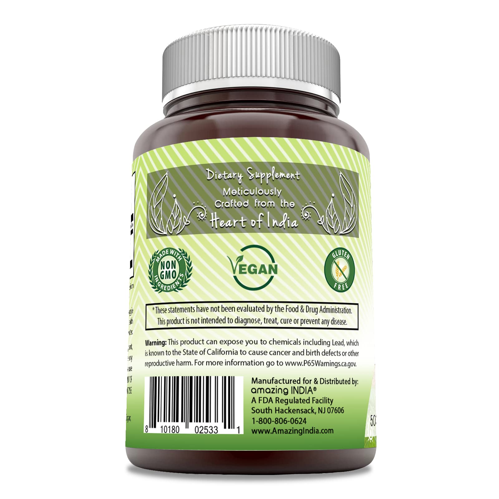 Amazing India Neem capsules in veggie form for gluten-free use.