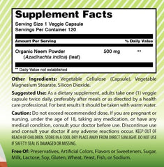Amazing India Neem label indicating GMP and third-party testing.