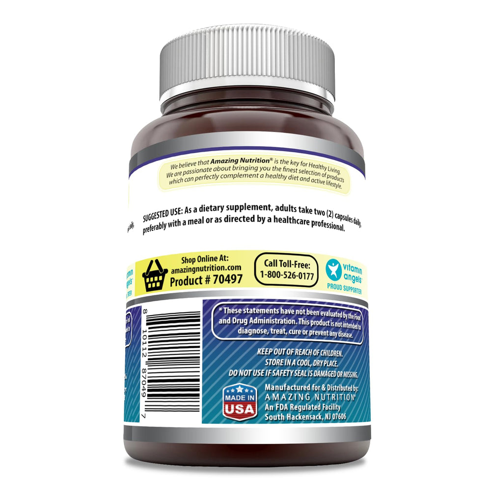 120 capsules per bottle with 60 servings and two capsules per serving.