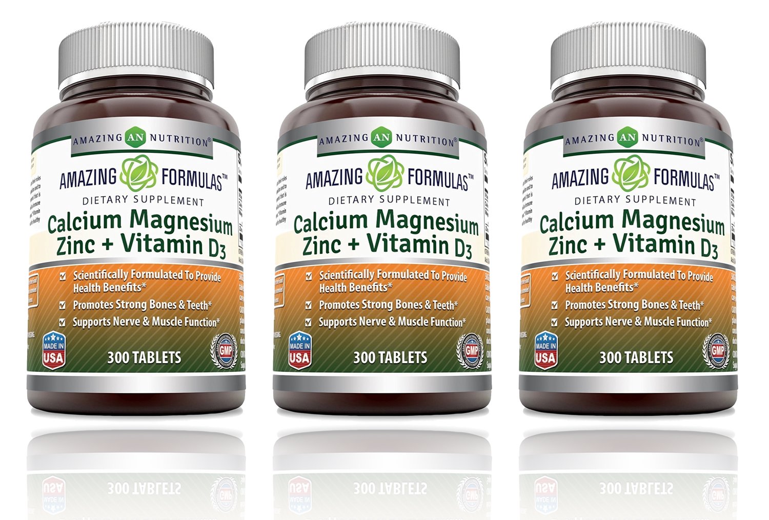 Amazing Nutrition Amazing Formulas Calcium Magnesium Zinc with Vitamin D3 bottle front for daily mineral support