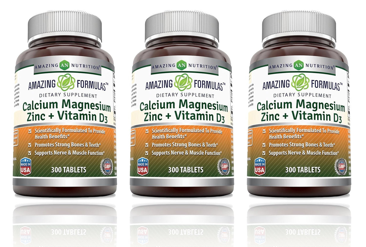 Amazing Nutrition Amazing Formulas Calcium Magnesium Zinc with Vitamin D3 bottle front for daily mineral support