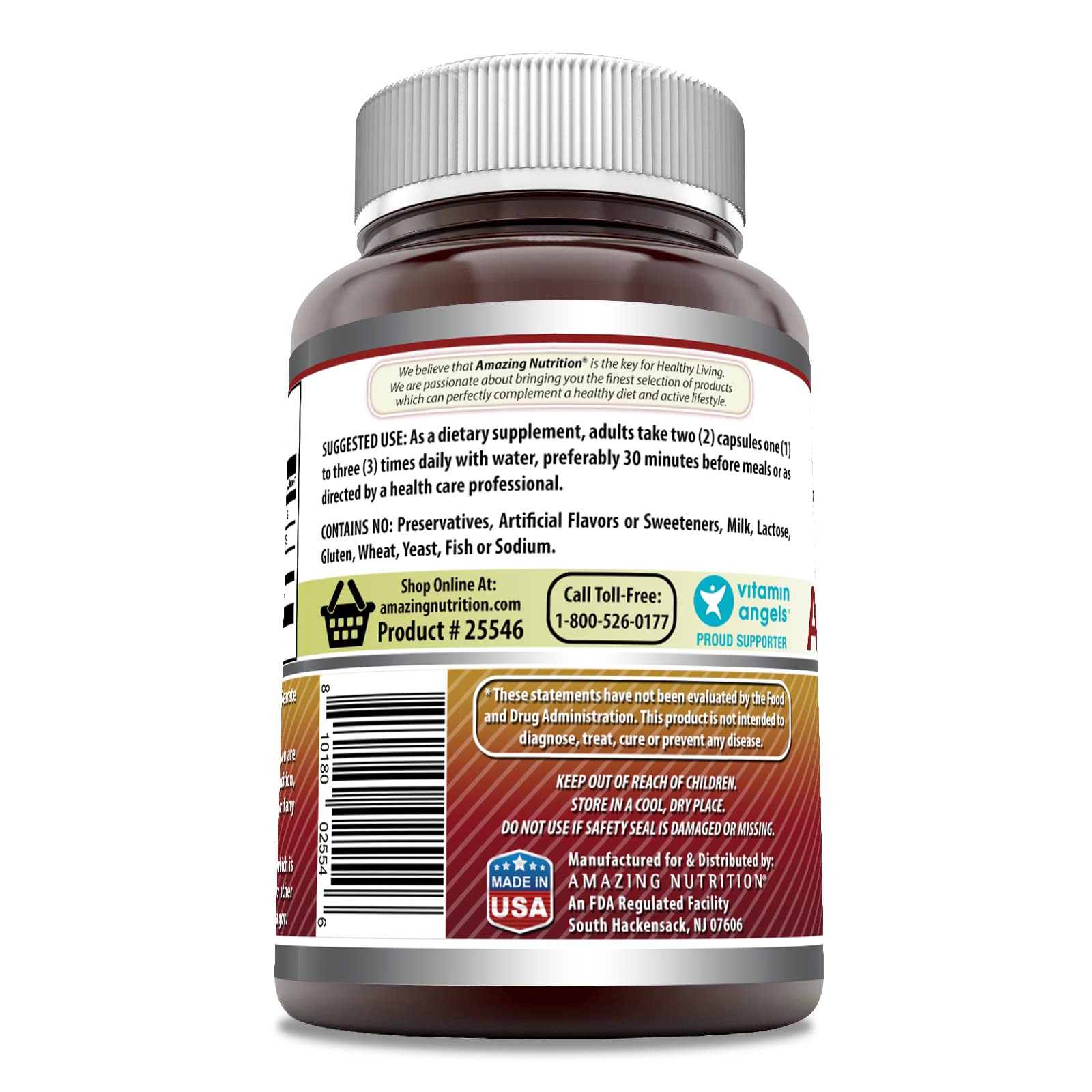 Close-up of Amazing Nutrition Apple Pectin 1400 mg capsules.