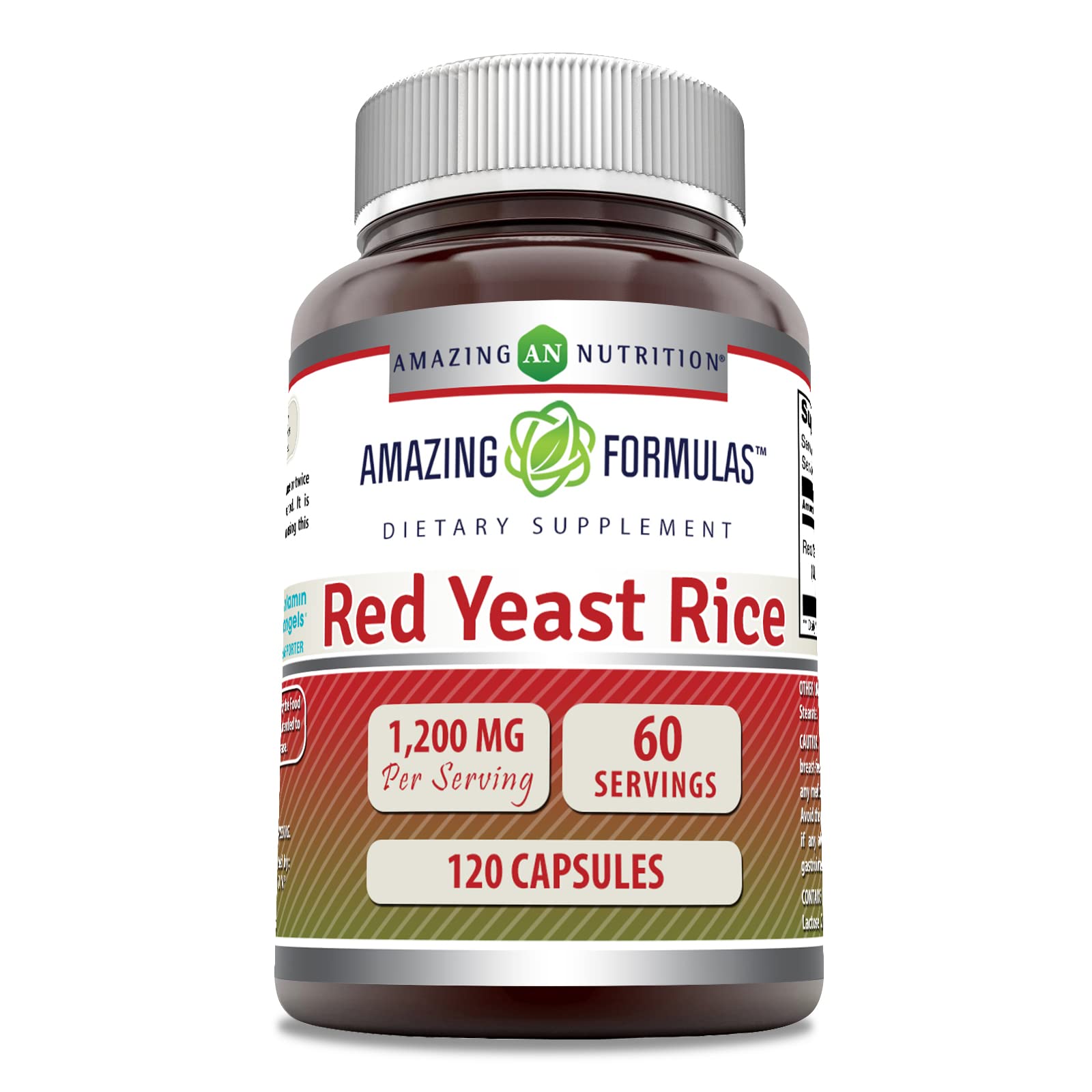 Amazing Nutrition arroz de levadura roja en bote, cápsulas fáciles de tomar para tu rutina diaria.
