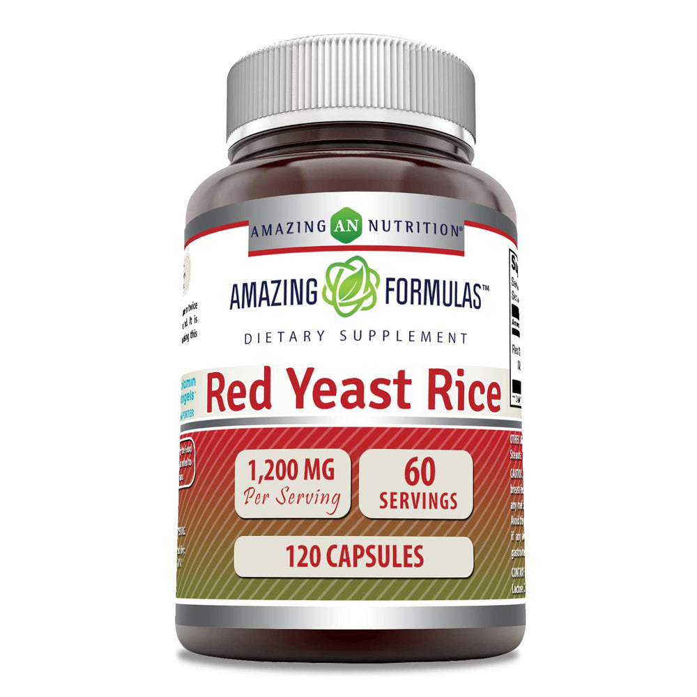 Amazing Nutrition arroz de levadura roja en bote, cápsulas fáciles de tomar para tu rutina diaria.