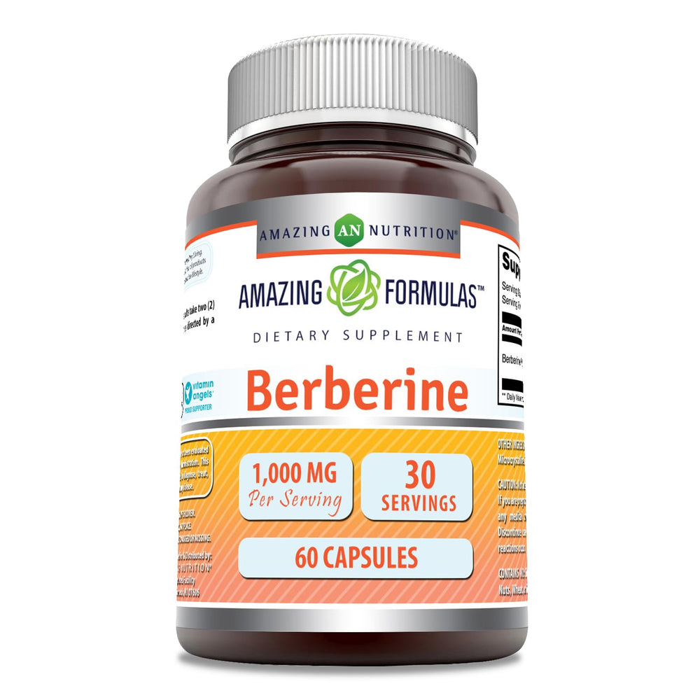 Amazing Nutrition Berberine 1000mg bottle front, designed for daily use.