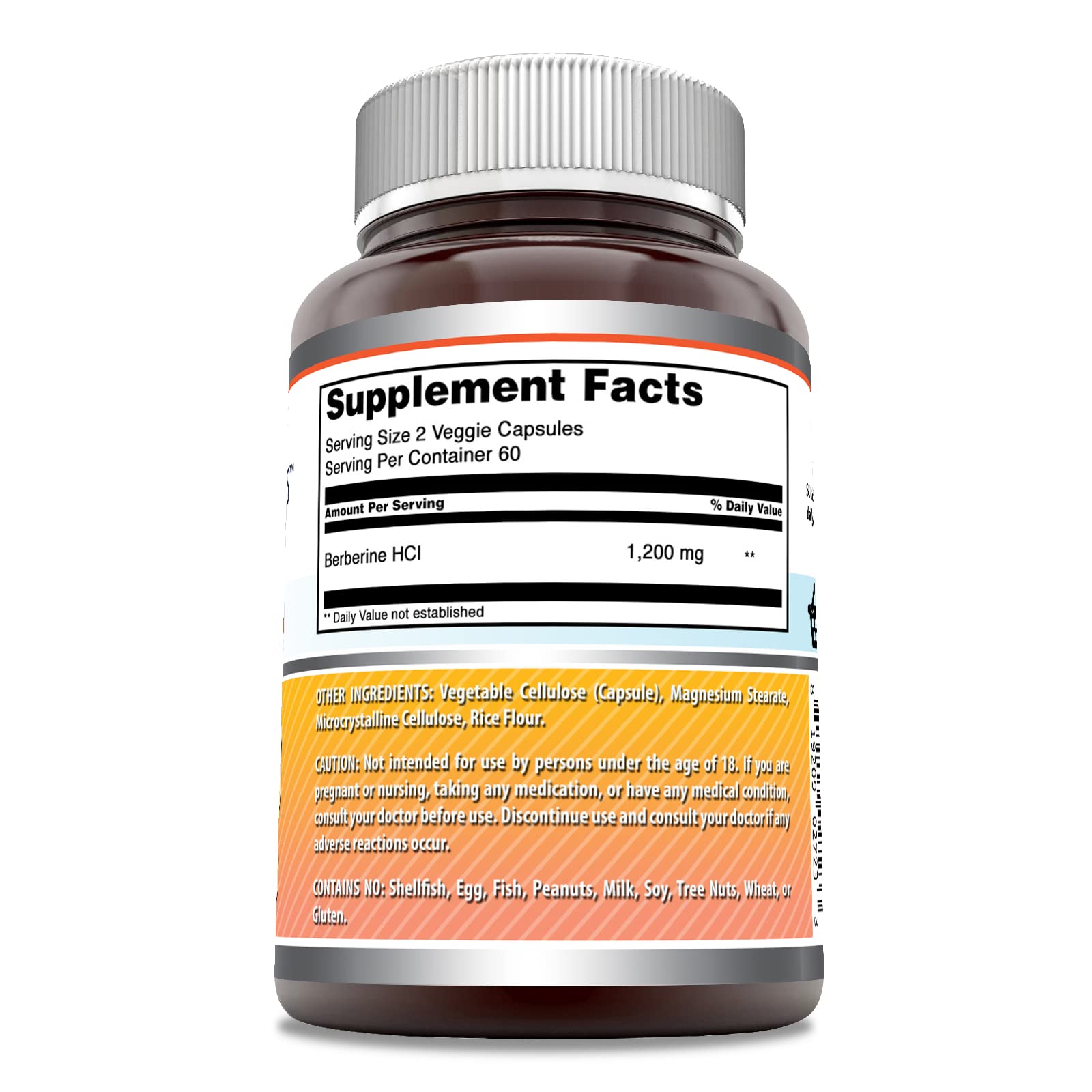 Amazing Nutrition Berberine bottle label shows ingredients and potency details for shoppers.