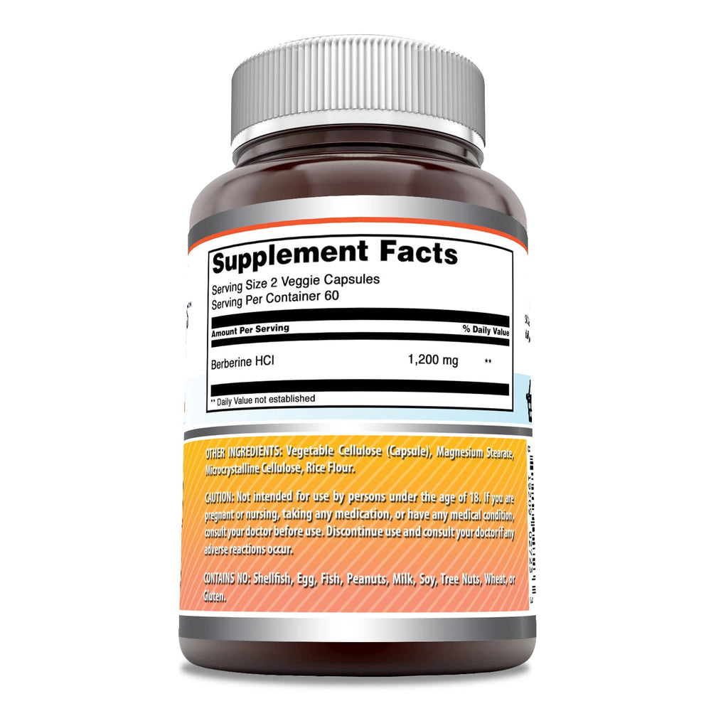 Amazing Nutrition Berberine bottle label shows ingredients and potency details for shoppers.