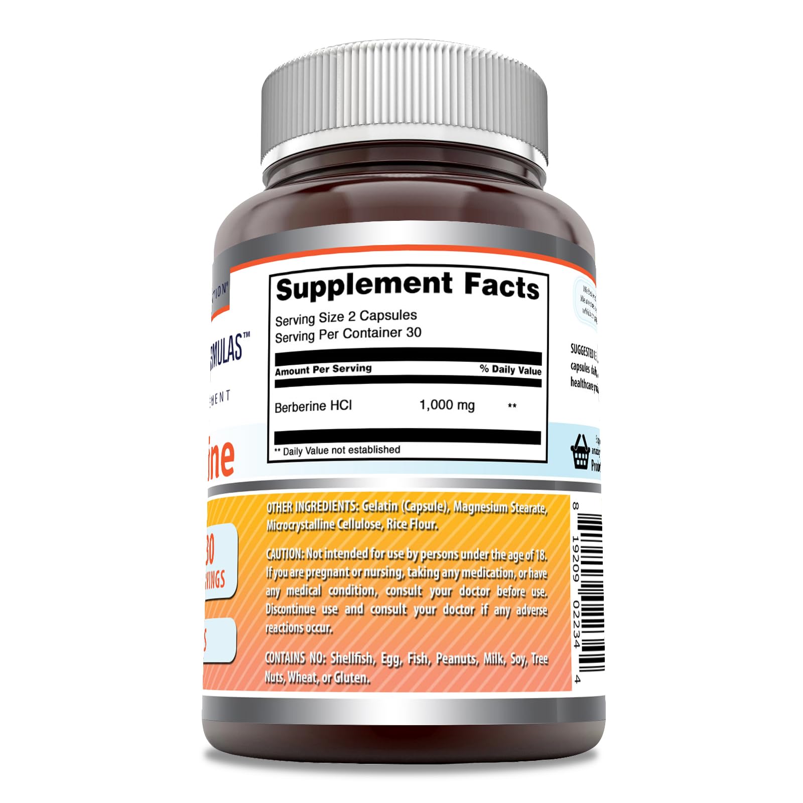 Amazing Nutrition Berberine non-GMO gluten-free banner, clean formula for dietary choices.