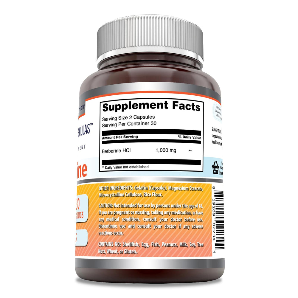Amazing Nutrition Berberine non-GMO gluten-free banner, clean formula for dietary choices.
