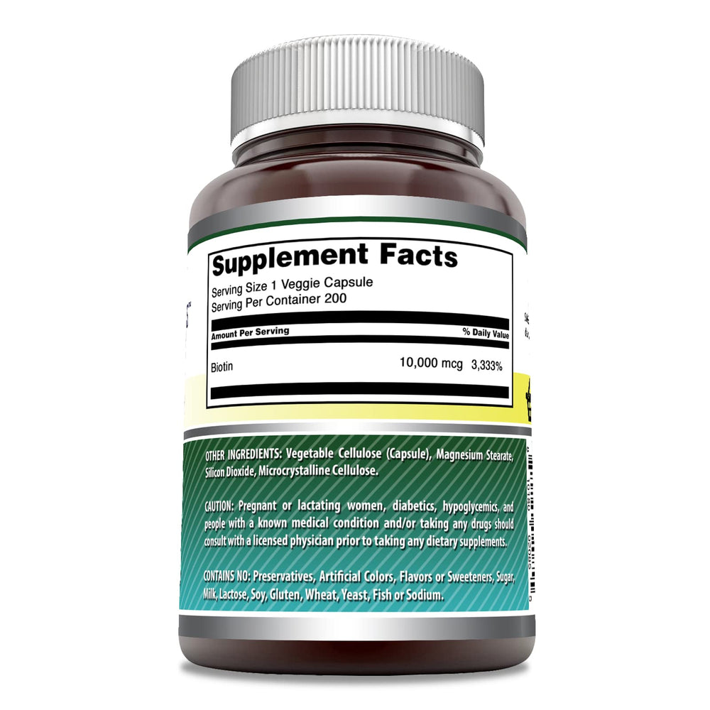 Amazing Nutrition Biotin 10,000 mcg capsules ready for simple daily intake.