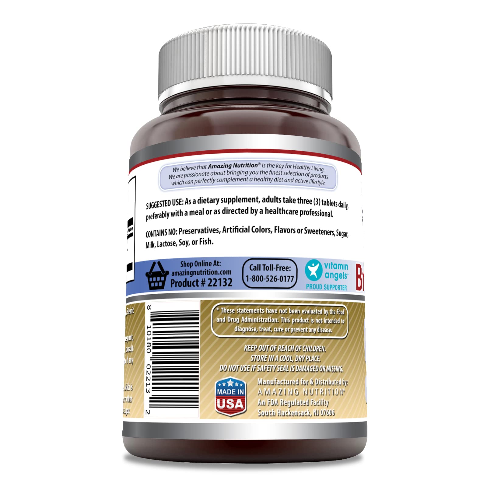 Amazing Nutrition Brewer's Yeast tablets close-up showing compact 1500 mg dose.