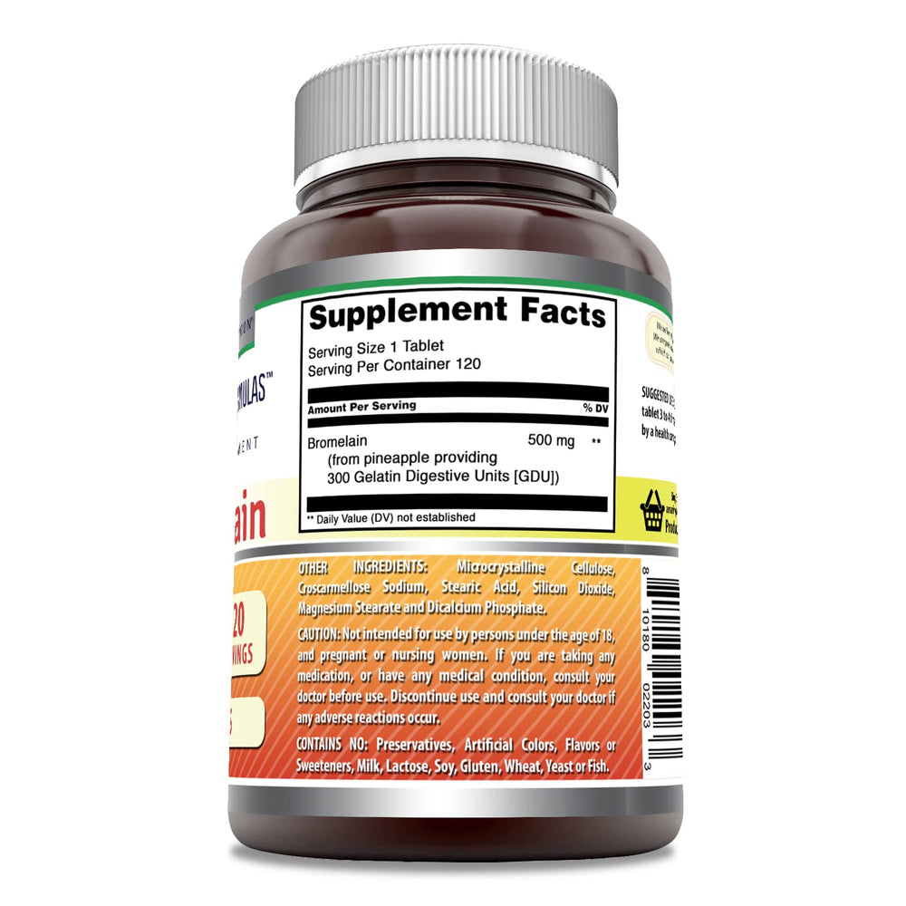 Amazing Nutrition bromelina 500 mg etiqueta frontal, fácil de identificar.