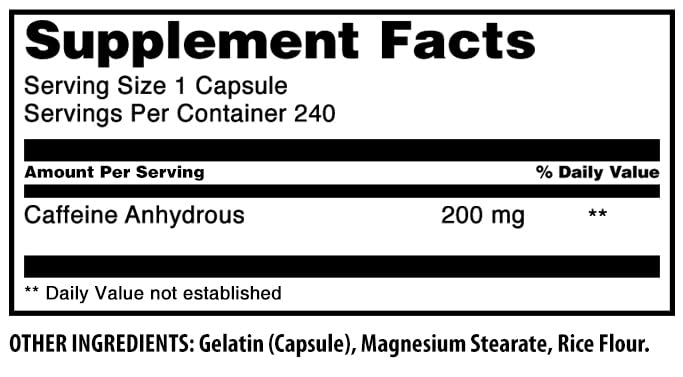 Amazing Nutrition caffeine capsules pack front showing USA-made quality and purity.