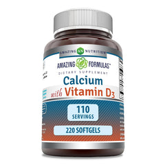 Amazing Nutrition Calcium with Vitamin D3 bottle, supports daily bone health.