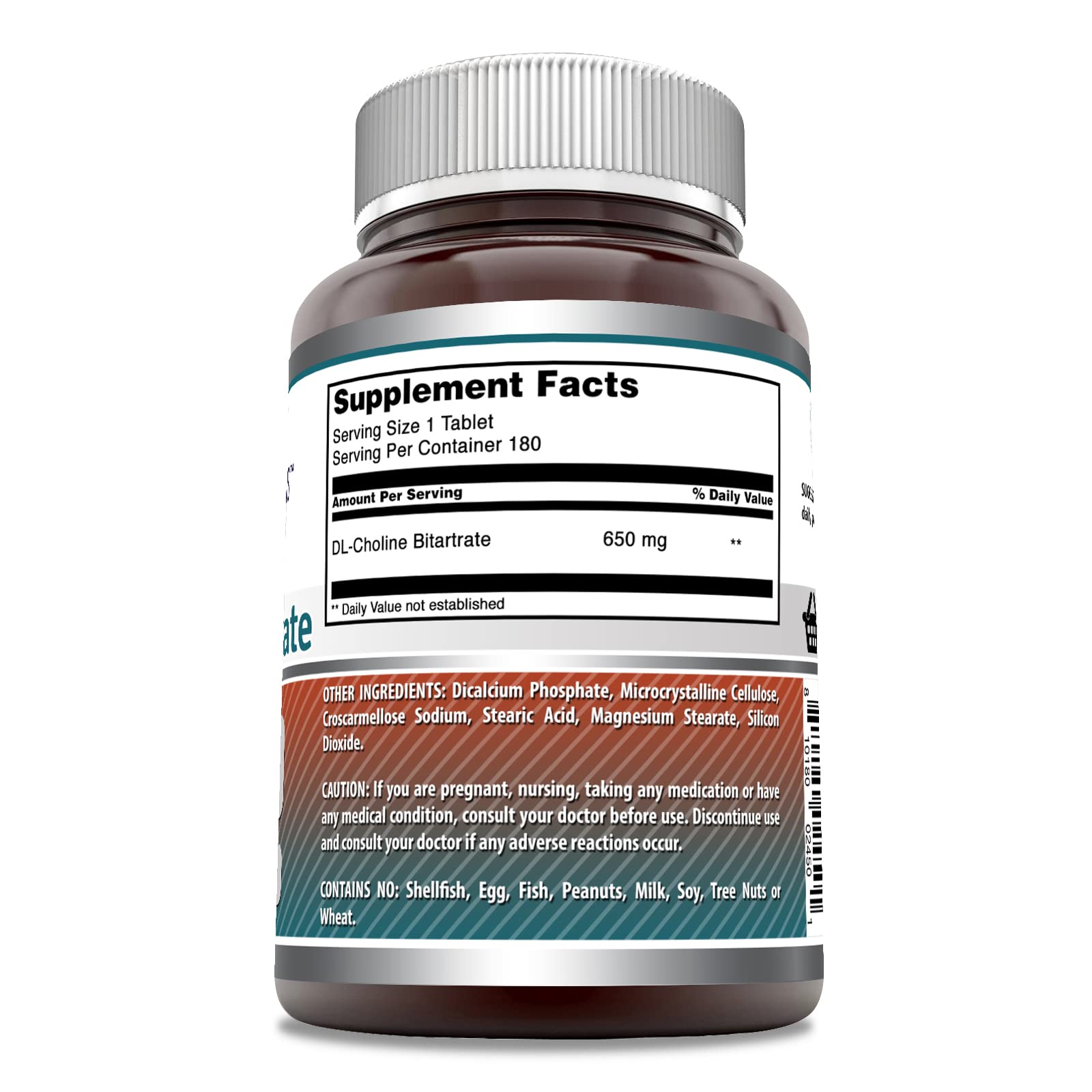 Amazing Nutrition Choline Bitartrate bottle pour demonstrates convenient one-per-serving dosing