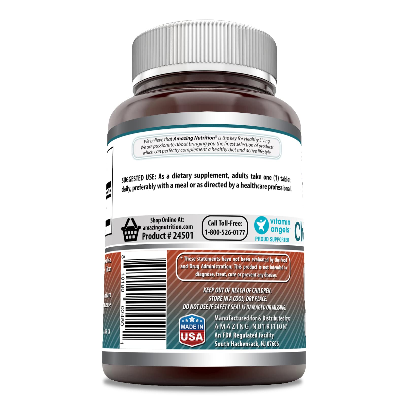 Amazing Nutrition Choline Bitartrate tablets close-up highlights easy daily supplementation