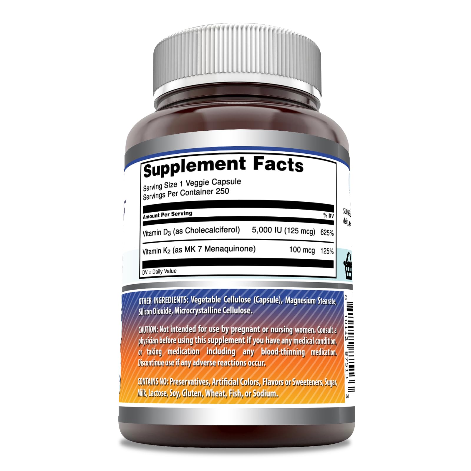 Amazing Nutrition D3 K2 capsules close-up showing veggie capsule form
