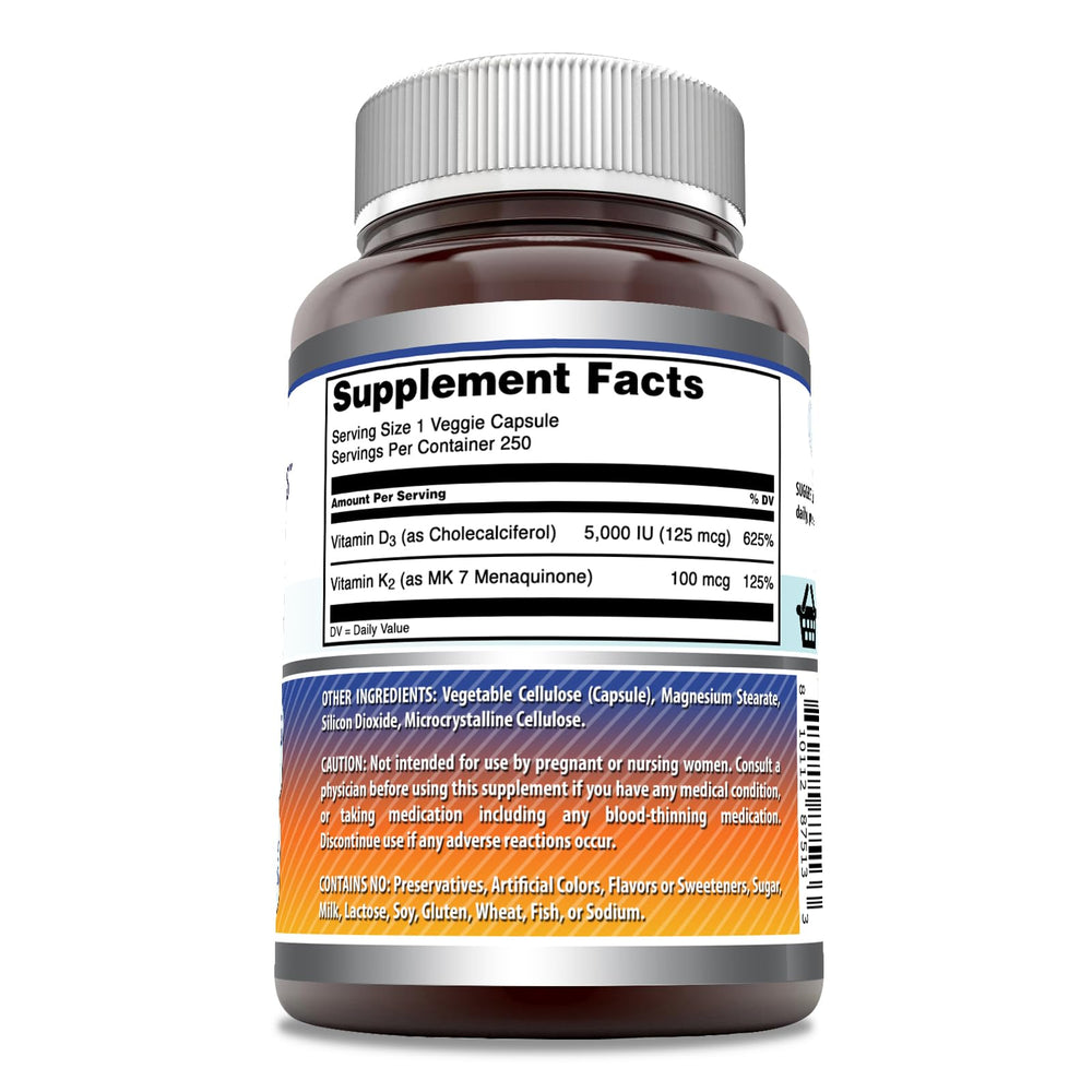 Amazing Nutrition D3 K2 capsules close-up showing veggie capsule form