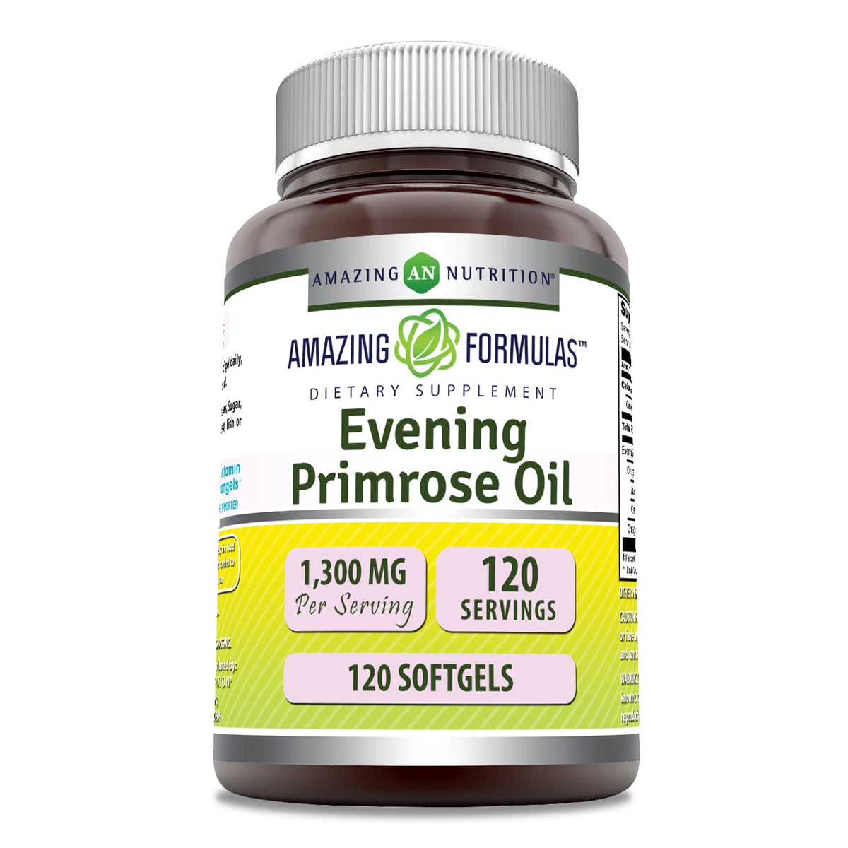 Amazing Nutrition Evening Primrose Oil bottle; hexane-free, non-GMO softgels for daily wellness.