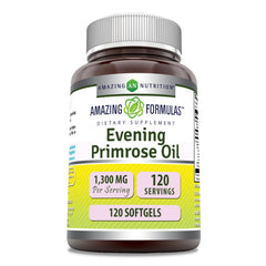 Amazing Nutrition Evening Primrose Oil bottle; hexane-free, non-GMO softgels for daily wellness.