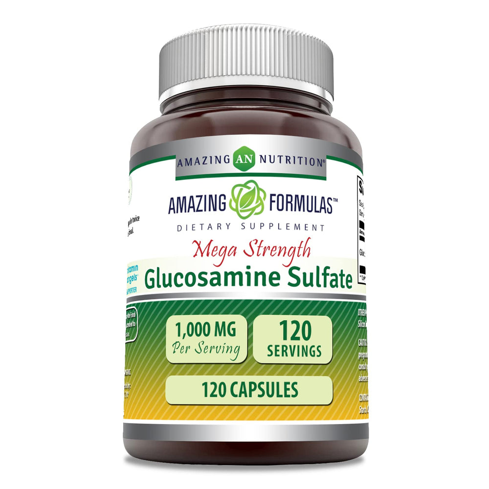 Amazing Nutrition Glucosamine Sulfate 1000 mg capsules in bottle for easy dosing