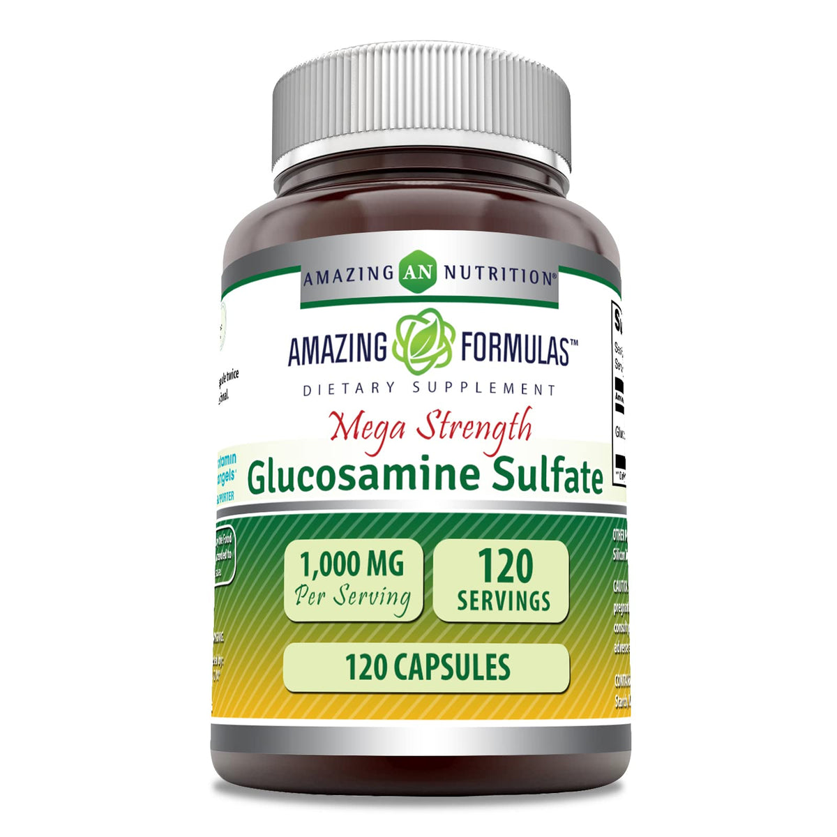 Amazing Nutrition Glucosamine Sulfate 1000 mg capsules in bottle for easy dosing