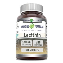 Amazing Nutrition Lecithin 1200 mg softgel bottle front supports daily wellness in a convenient format