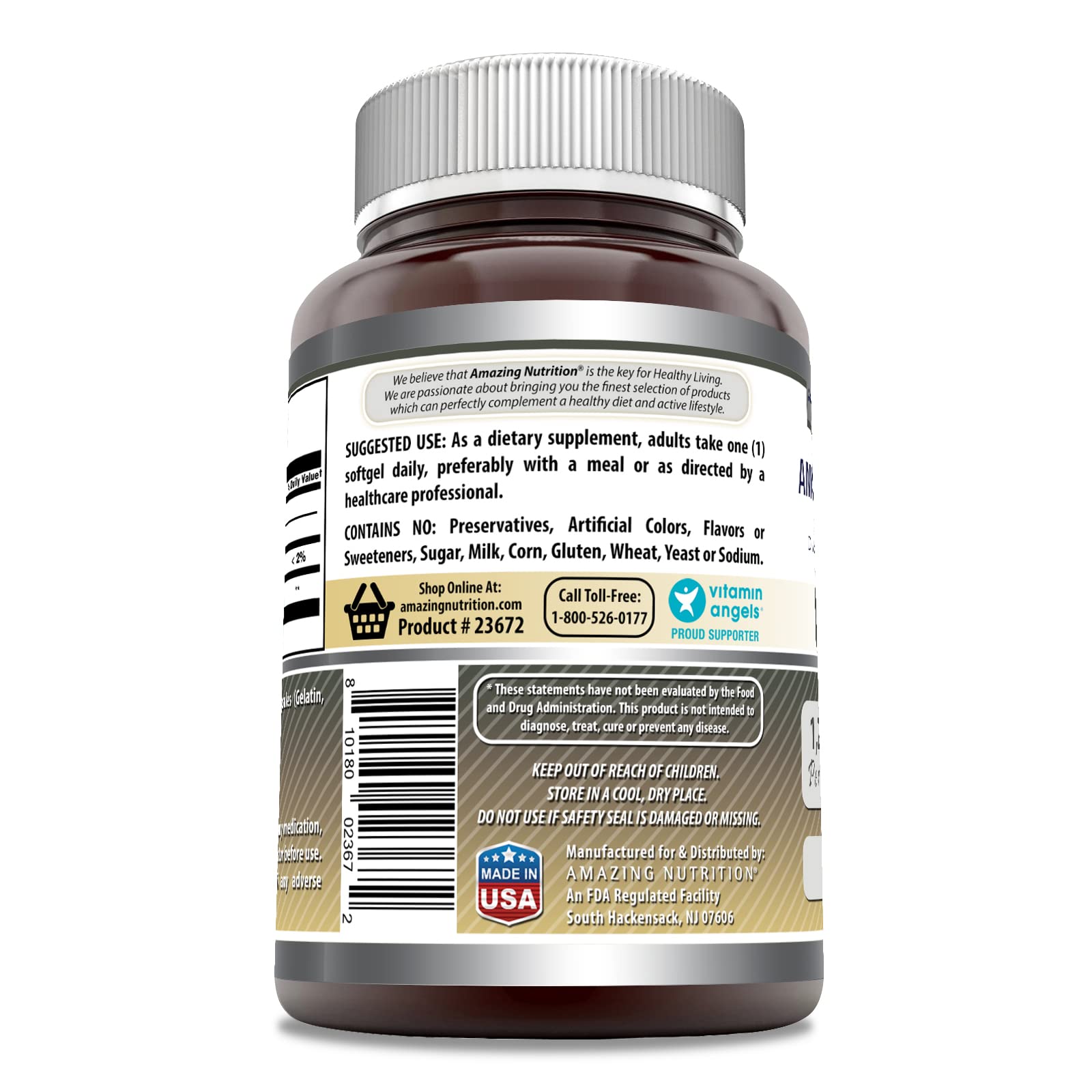 Amazing Nutrition Lecithin 1200 mg softgel closeup shows smooth capsules for daily use