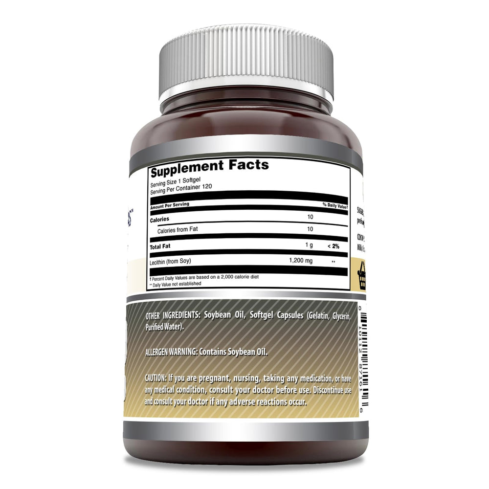 Amazing Nutrition Lecithin 1200 mg softgels pack demonstrates convenient dosing for busy routines