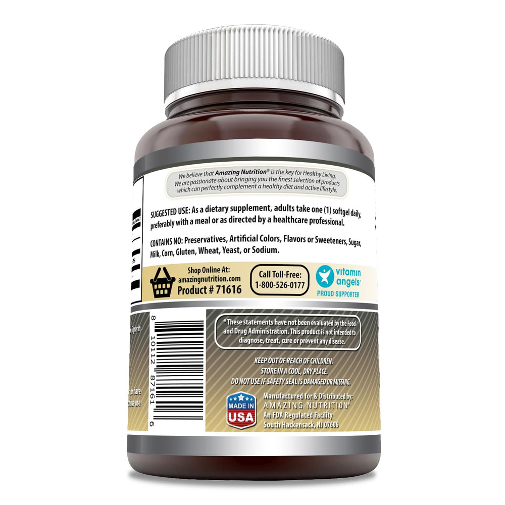 Amazing Nutrition Lecithin 1200 mg softgels bottle label close-up highlighting high potency