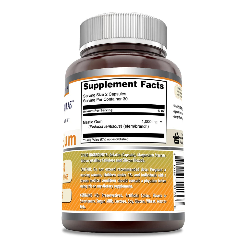 60-count bottle of Amazing Nutrition Mastic Gum supporting daily digestive health.