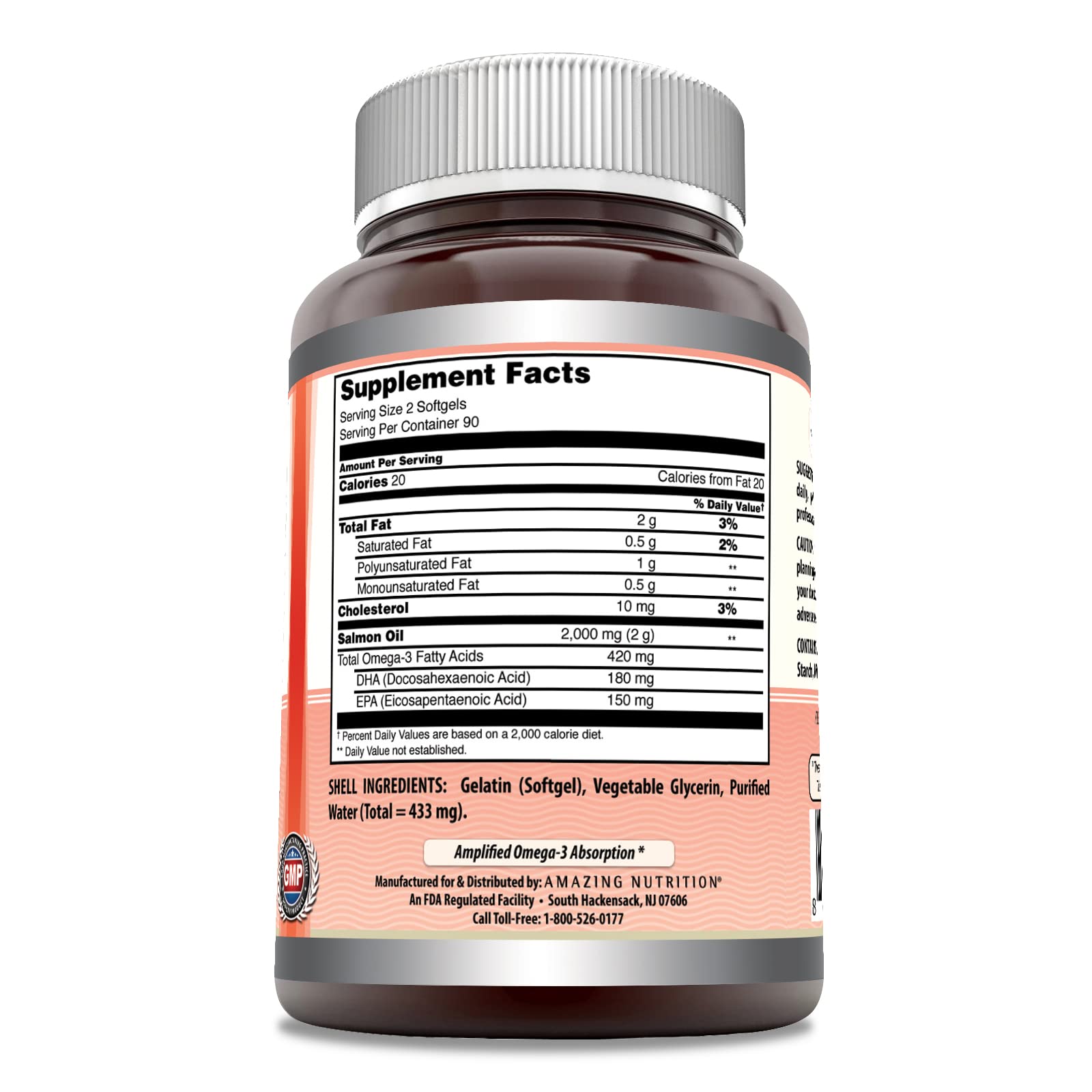 Amazing Nutrition salmon oil bottle pour for convenient serving.