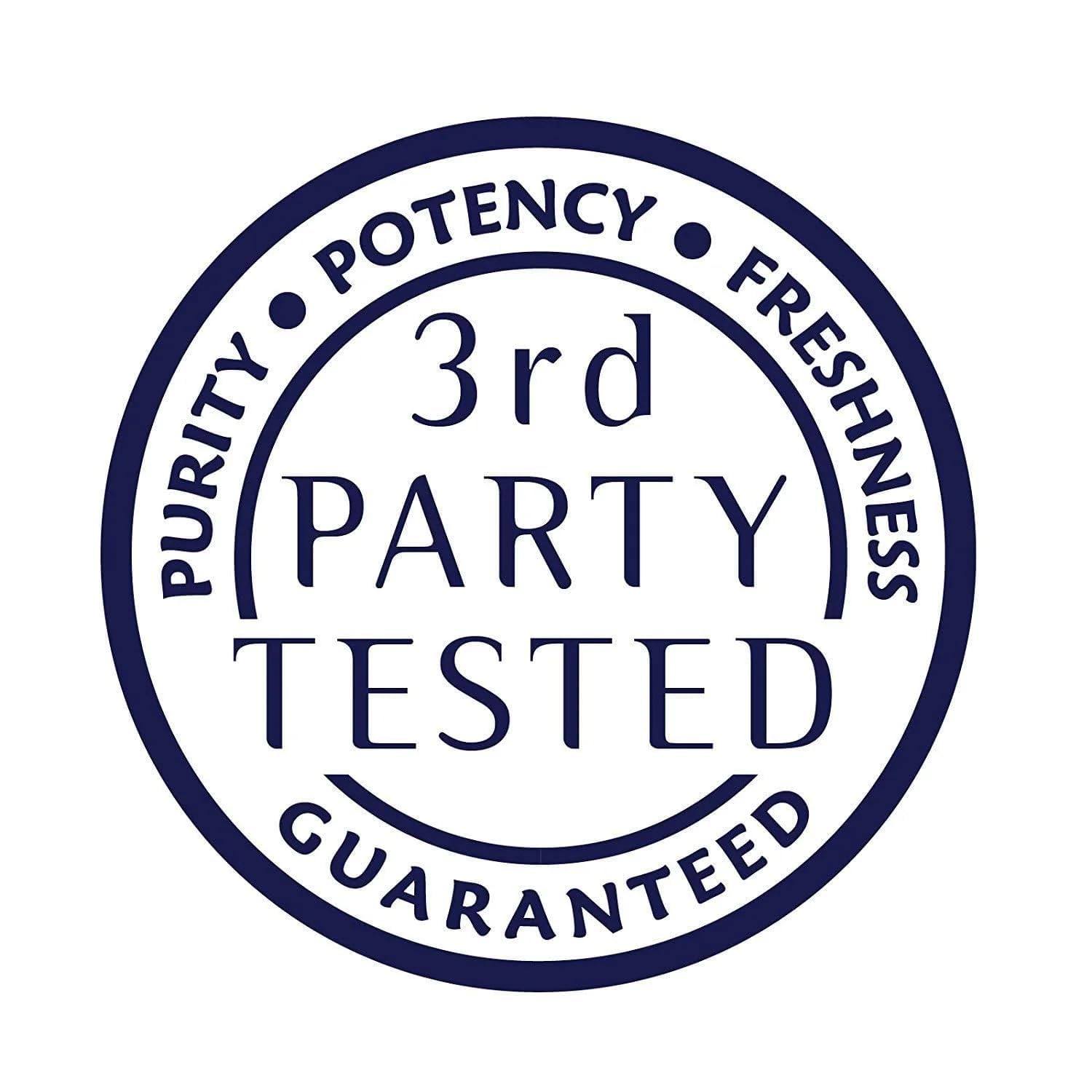 Amazing Nutrition third-party testing badge confirms purity and potency.