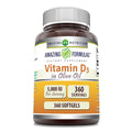Amazing Nutrition Vitamin D3 in Olive Oil 5000 IU Softgels – 360 Count, Non-GMO, Gluten-Free, Made in USA