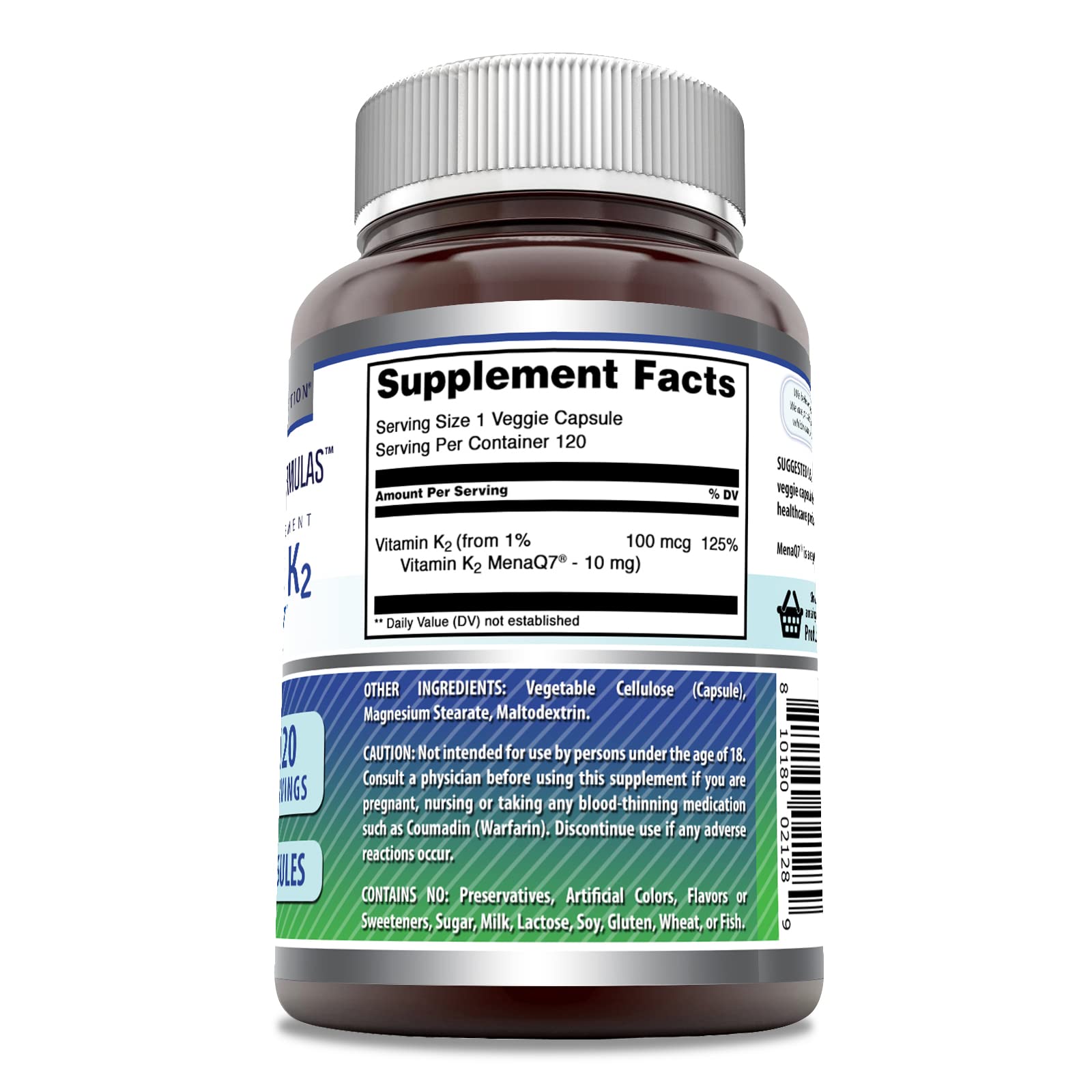 Amazing Nutrition Vitamin K2 MK7 veggie capsule close-up showing plant-based capsule