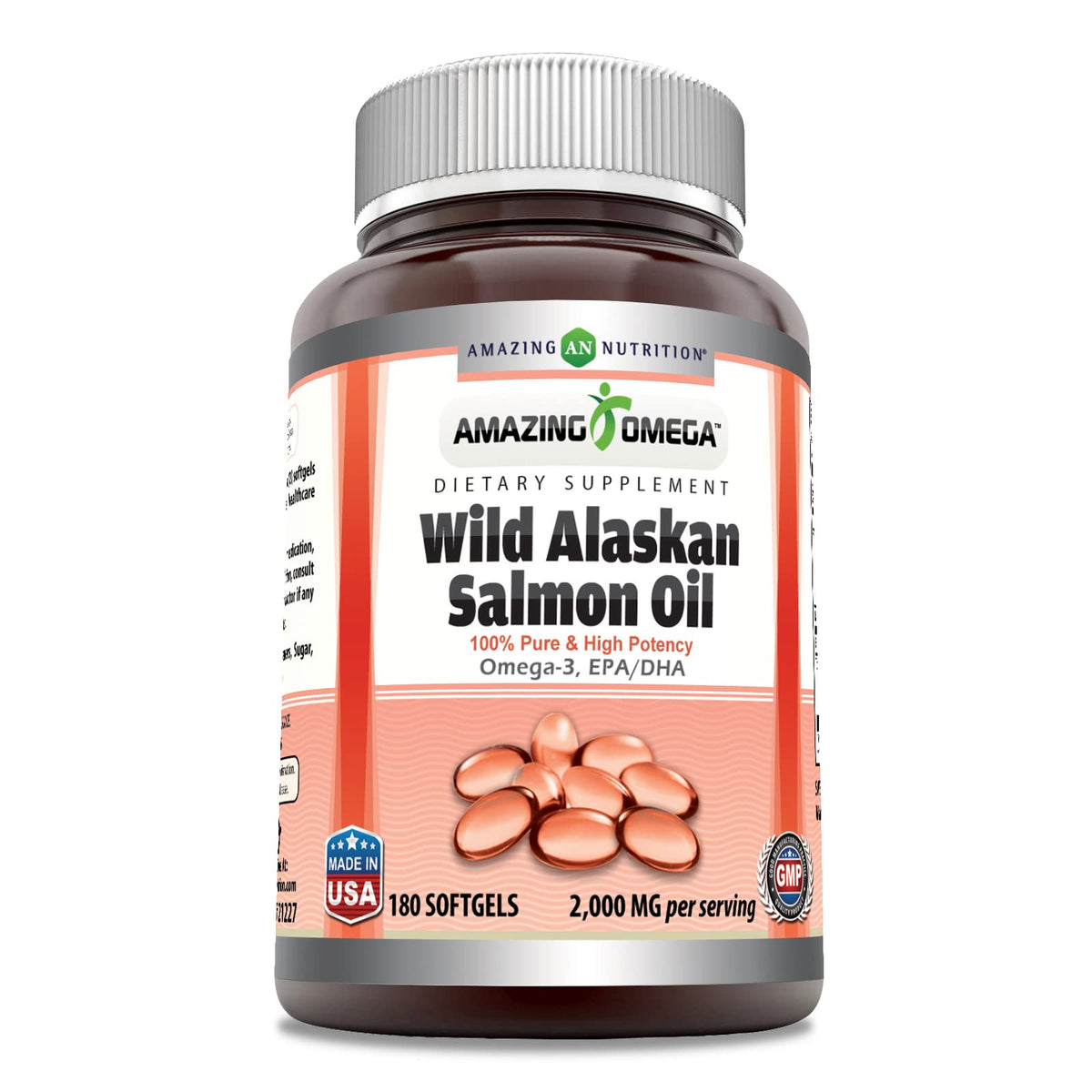 Amazing Nutrition wild Alaskan salmon oil bottle with high-potency omega-3.