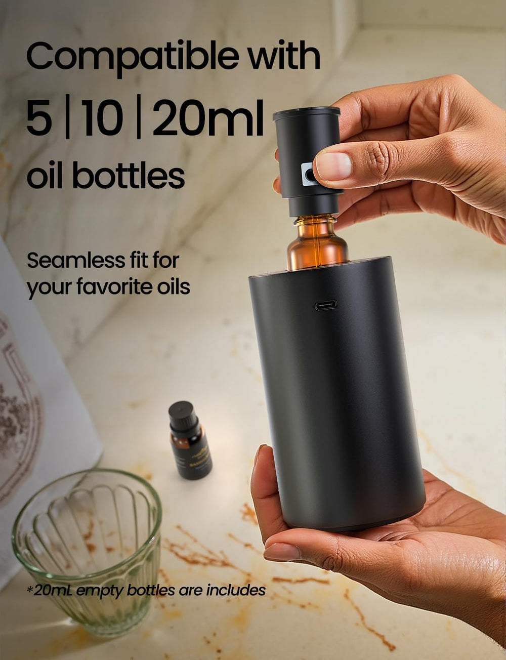 Amazing Flower car diffuser fits cup holders for on-the-go scenting.