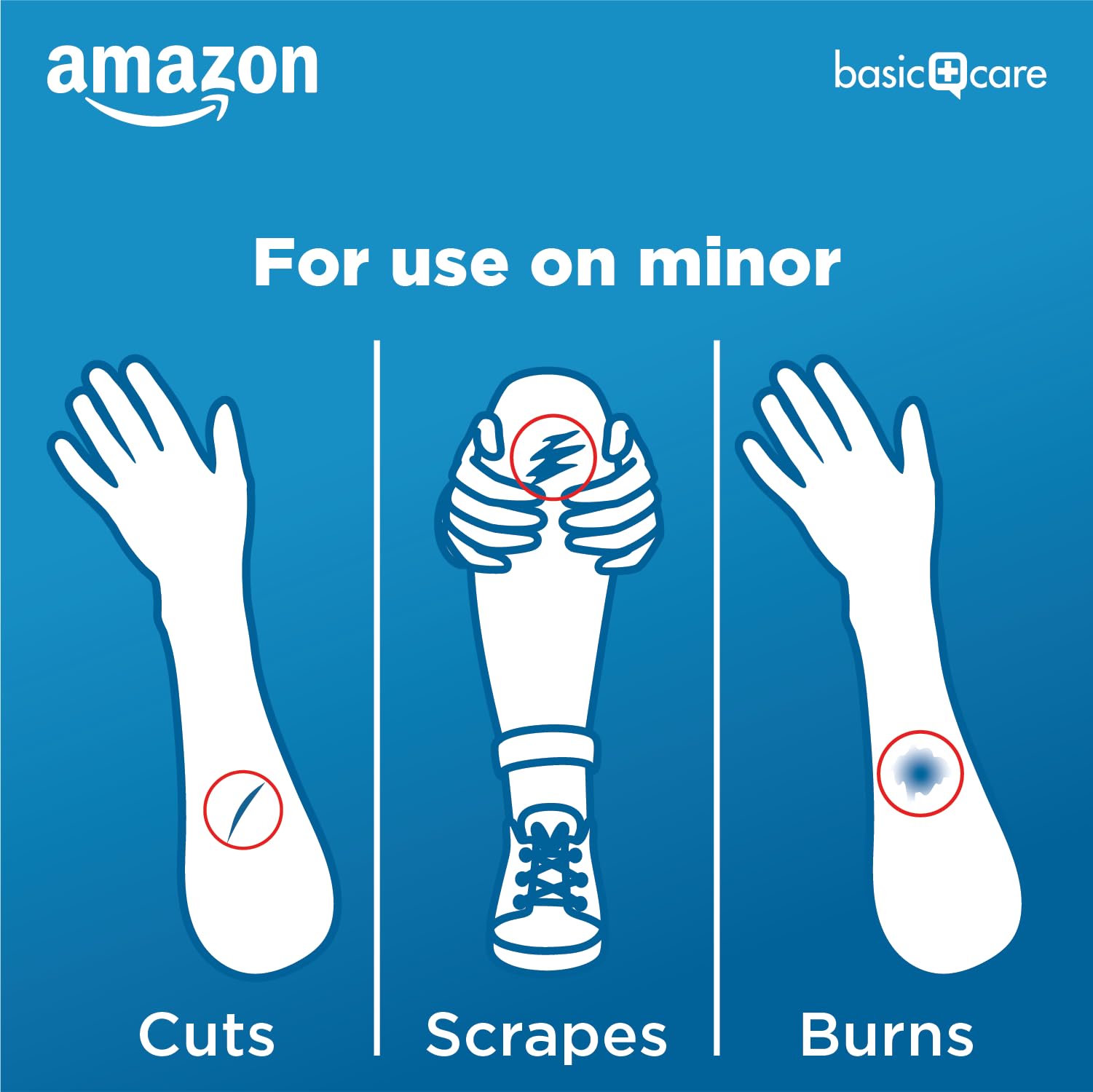 Amazon Basic Care bandages help reduce scarring with skin-friendly hydrocolloid technology.