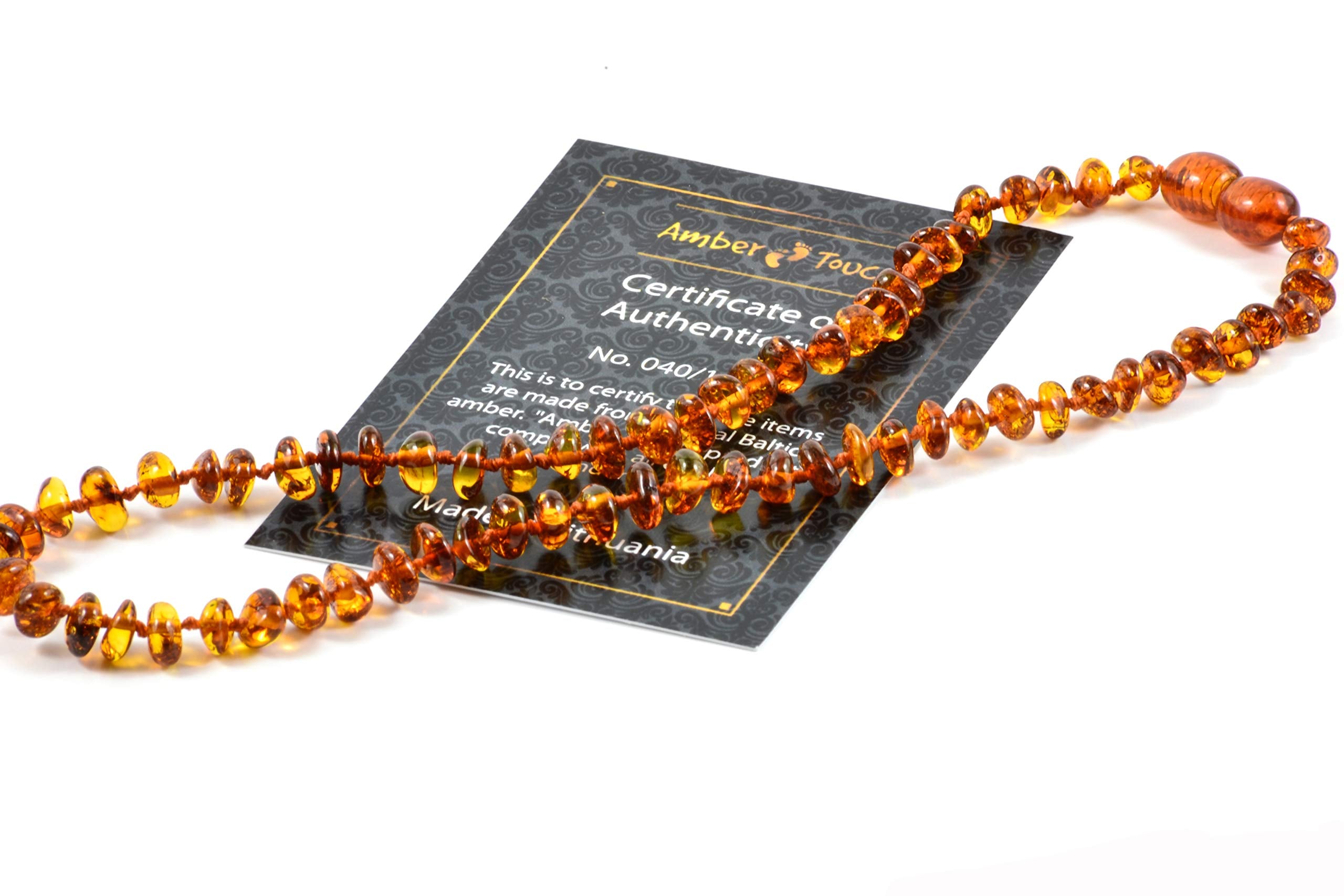 Amber Touch Baltic Amber Necklace certified amber closeup confirms natural origin.