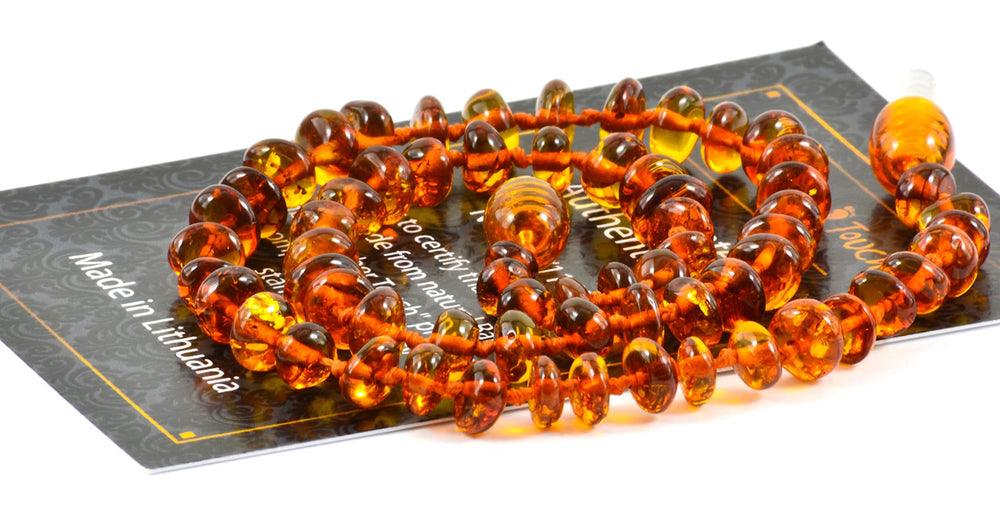 Amber Touch Baltic Amber Necklace measurement guide image to help size selection.