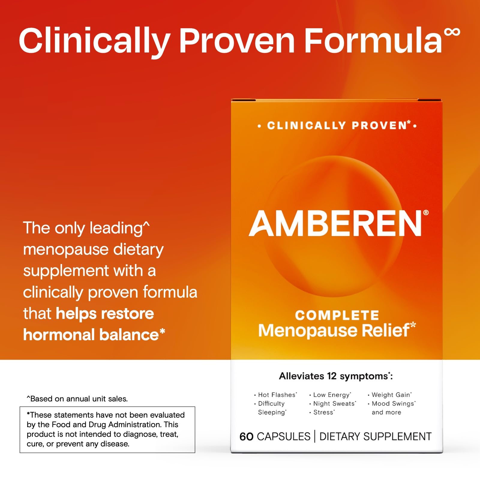 Amberen packaging box showing 60 capsules and ingredients.