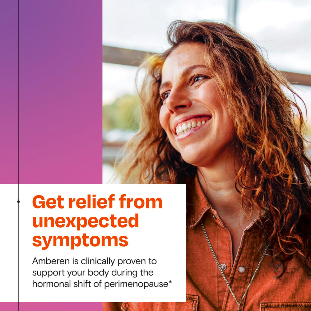 Amberen packaging with label detail emphasizing drug-free balance support.