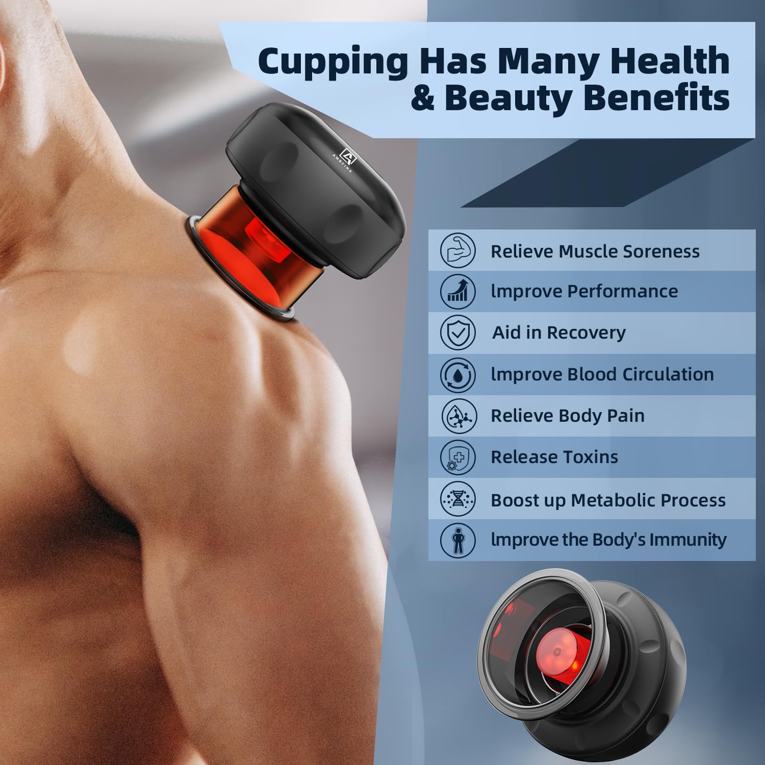 Ambfina 5-in-1 cups in three sizes for versatile body coverage.