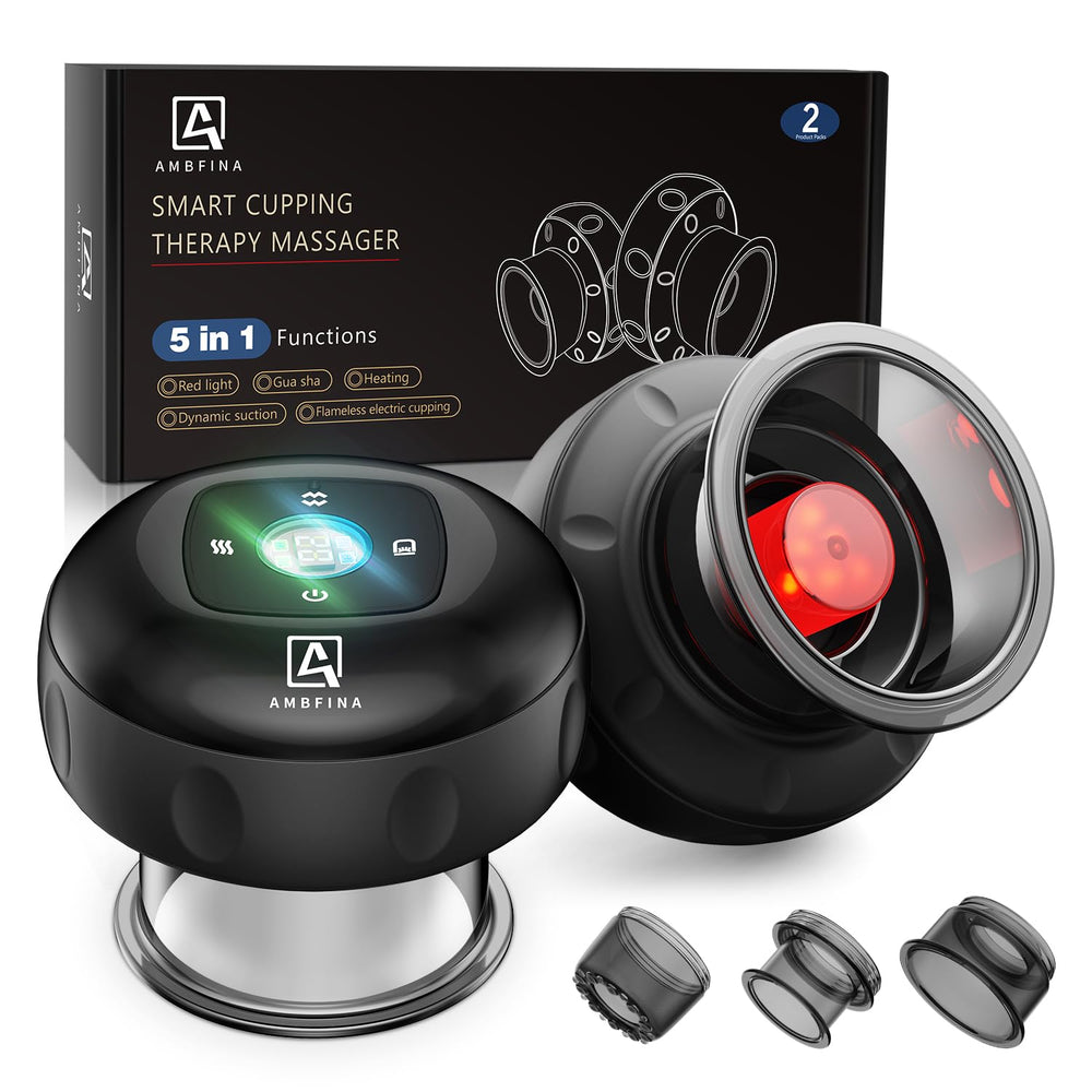 Ambfina 5-in-1 cupping kit with digital display for precise, customizable therapy.